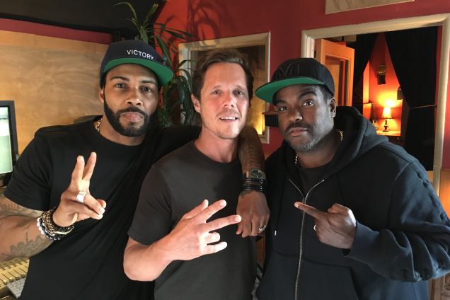 Omari Hardwick, Rodney Jerkins, and Ryan Pate at Dub Room Studio